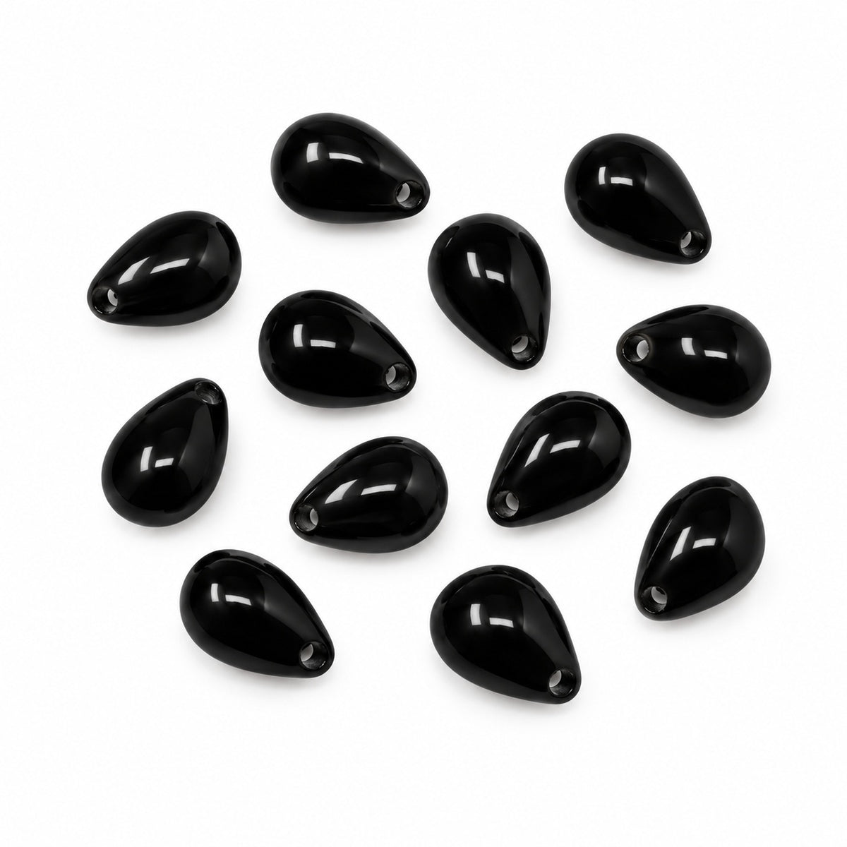 Drop Beads, Black (23980), Glass, Czech Republic