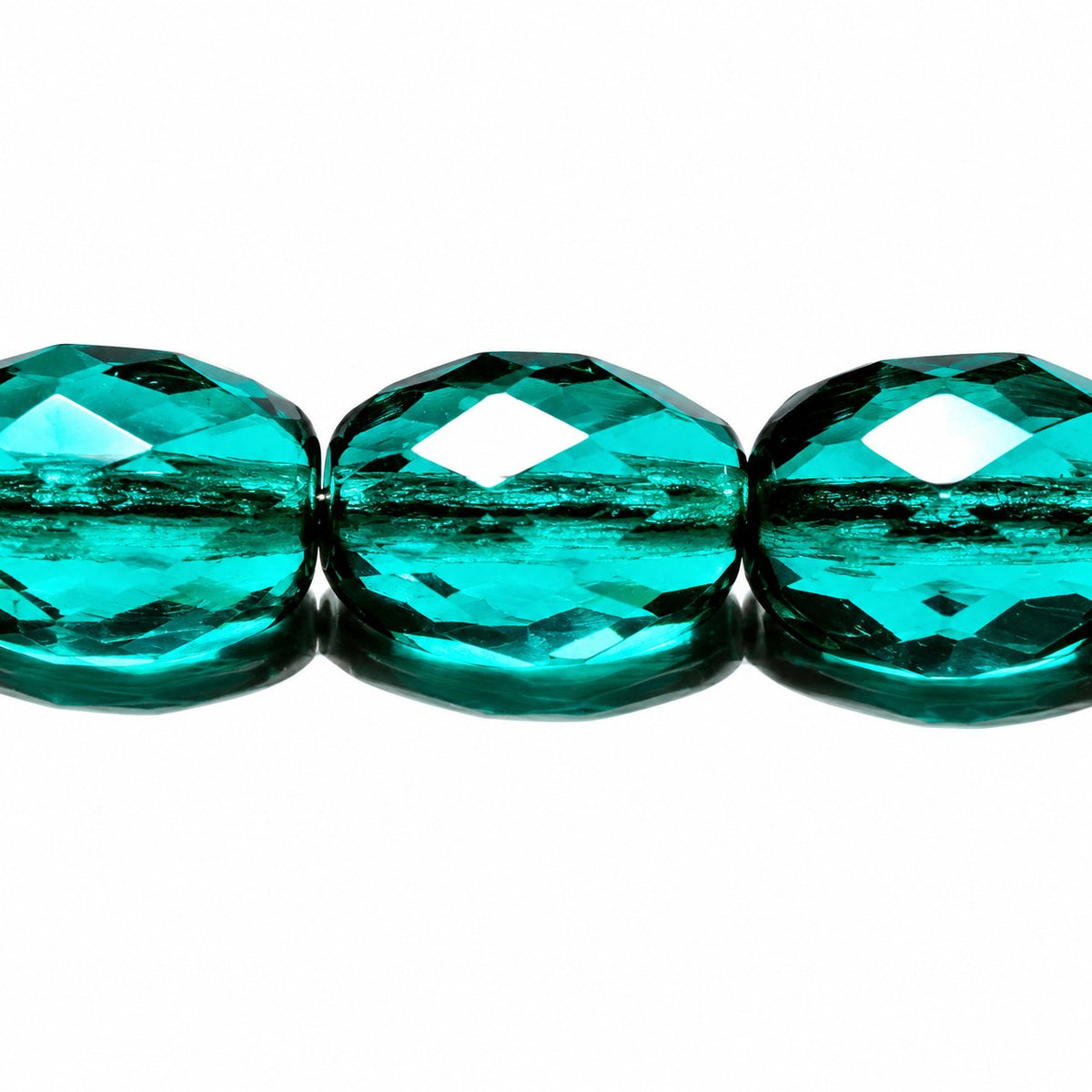 Oval Faceted Beads, Transparent Aqua (60140), Glass, Czech Republic