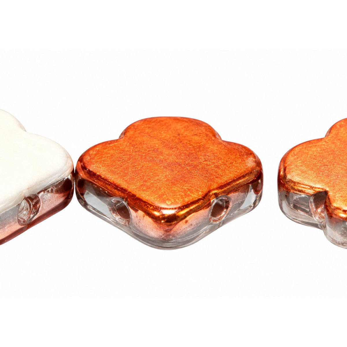 Arrow Beads - Hole From Side To Side, Chalk White Crystal Pinkyellow Coating (03000-27137), Glass, Czech Republic