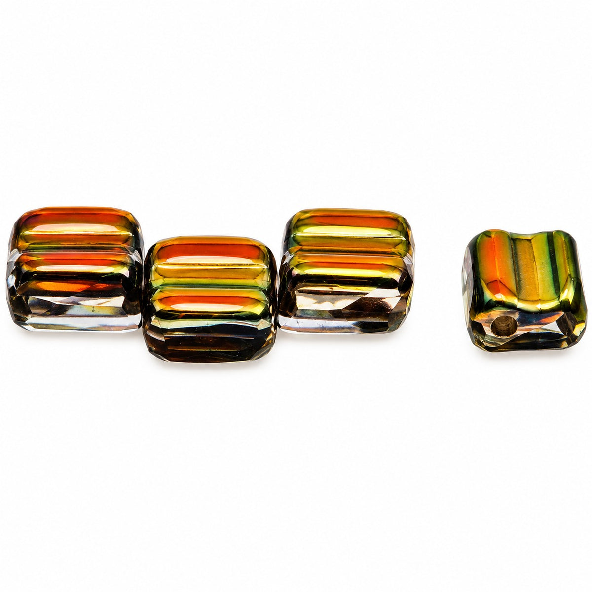 Silky 2-Hole Square Beads, T0110 Crystal Vitrail Medium Coating (t0110-28101), Glass, Czech Republic