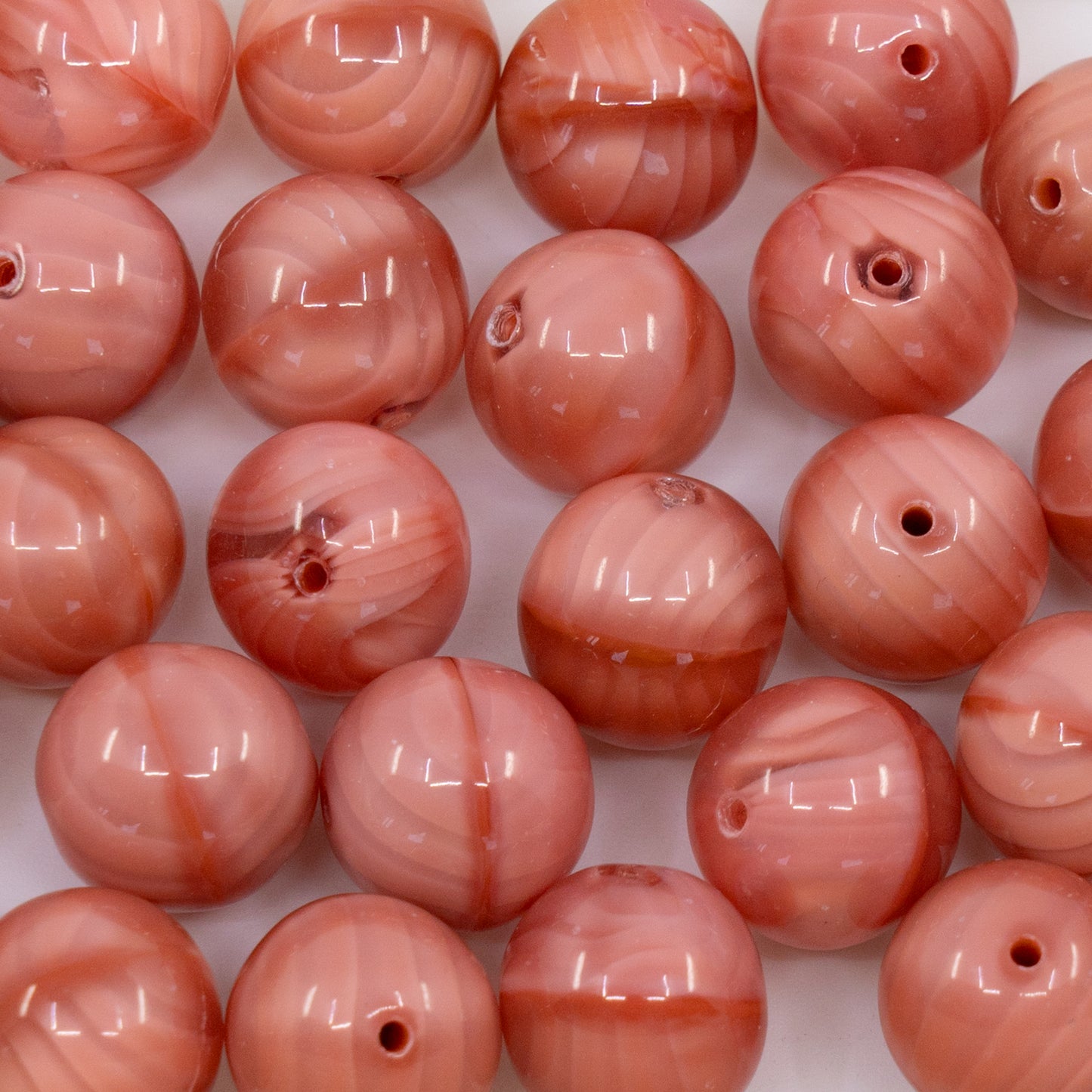 OUTLET 250g/50g Round Druck Beads, 12 x 12 mm, Silky Pink (76027), Glass, Czech Republic