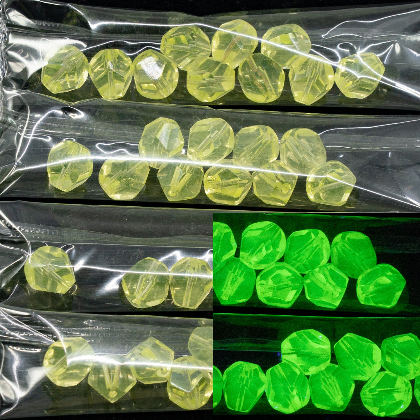 奥特莱斯 10 克多面圆形火抛光珠,10 x 8 毫米,透明黄色 (80130),玻璃,捷克共和国