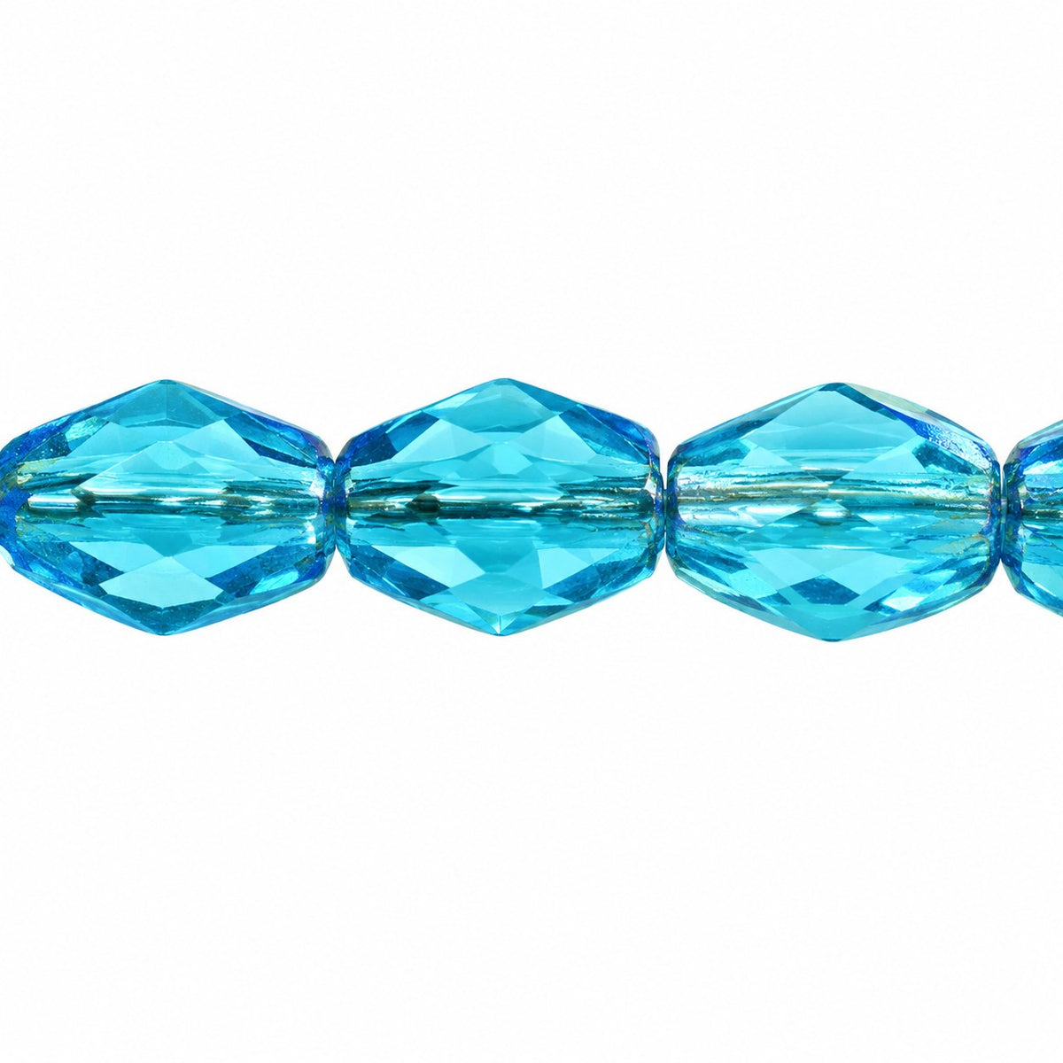 Oval Faceted Beads, Transparent Aqua (60020), Glass, Czech Republic