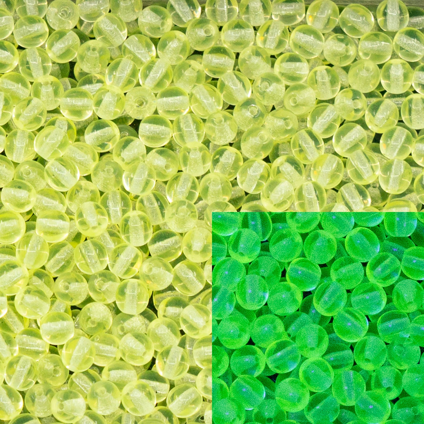 OUTLET 10 grams Round Druck Beads, 4 x 4 mm, Transparent Yellow (80130), Glass, Czech Republic