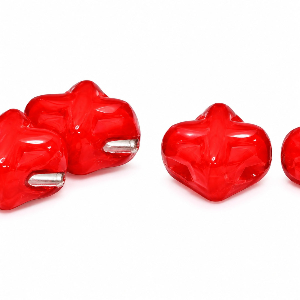 Cross Diagonal Square Beads, Red (93190), Glass, Czech Republic