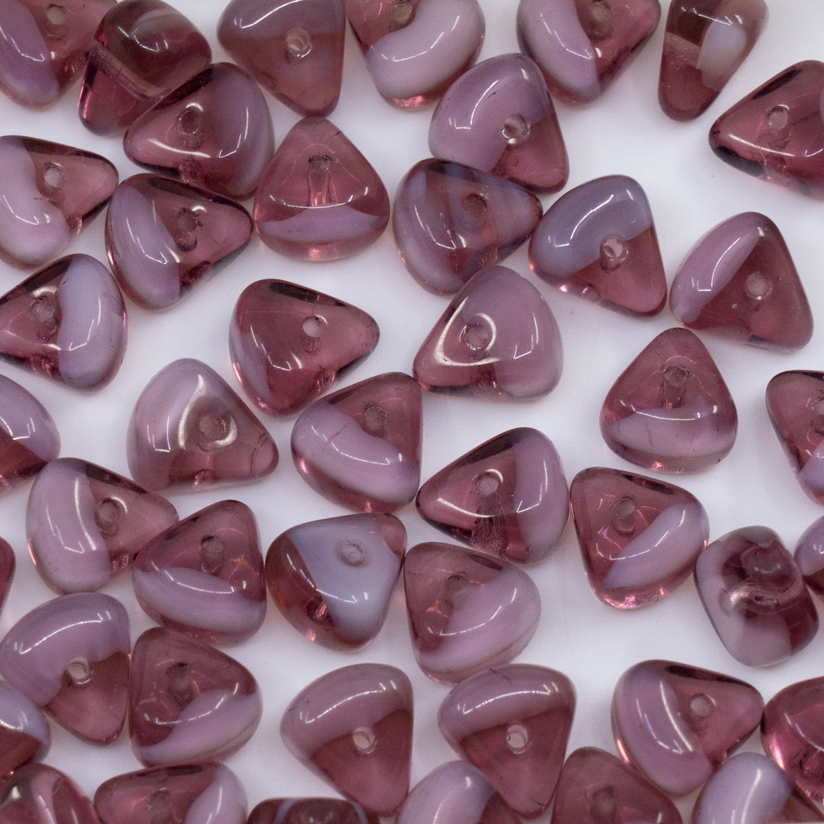 OUTLET 250g/50g Stone-Like Shaped Beads, 6 x 9 mm, Pink Purple (pink-purple), Glass, Czech Republic