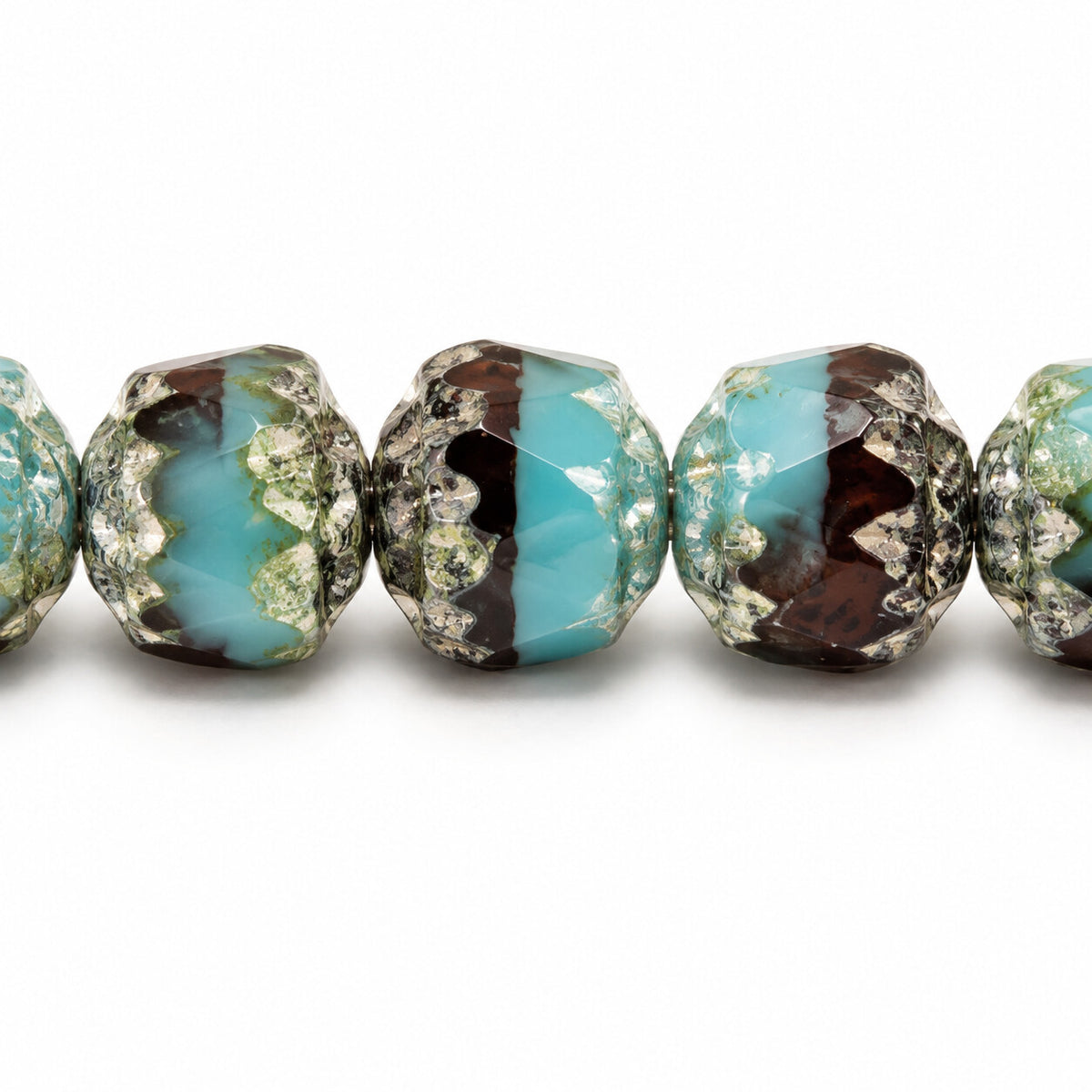 Cathedral Faceted Fire Polished Beads, X1752 Antique Silver Patina (x1752-81002), Glass, Czech Republic