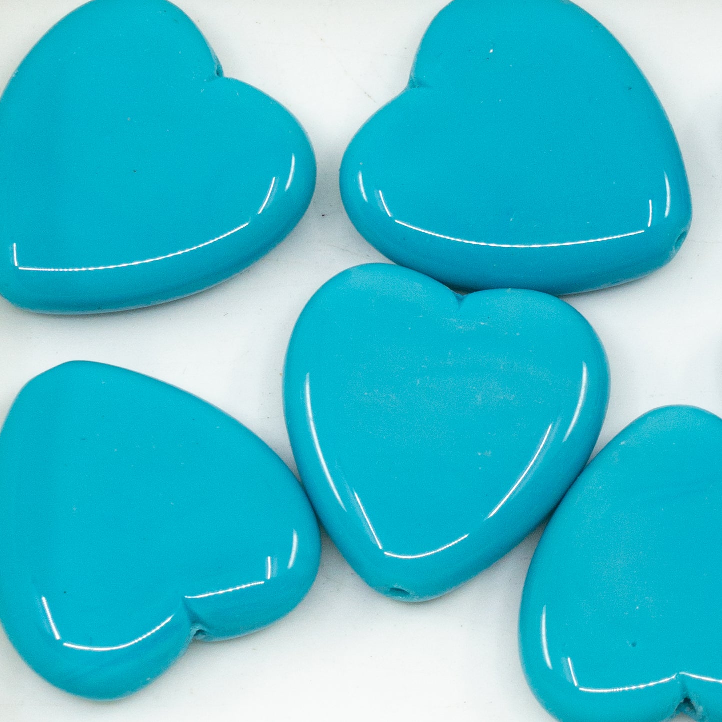 OUTLET 10 grams Heart Beads, 24 x 22 mm, Turquoise Blue (63030), Glass, Czech Republic