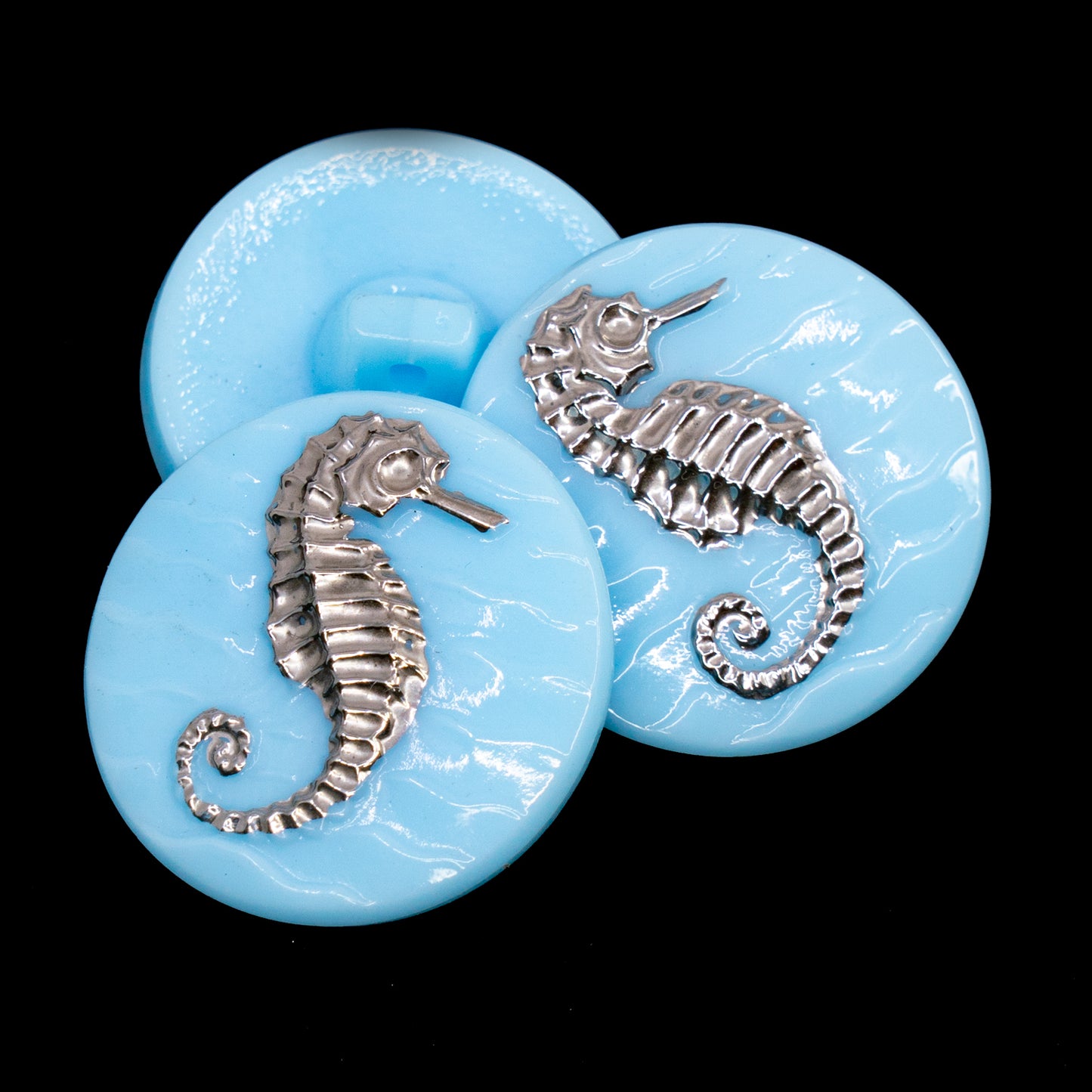 OUTLET 1 pcs Czech Glass Handmade Button, Size 8 (18 mm), Animal Design - Seahorse (), Glass, Czech Republic