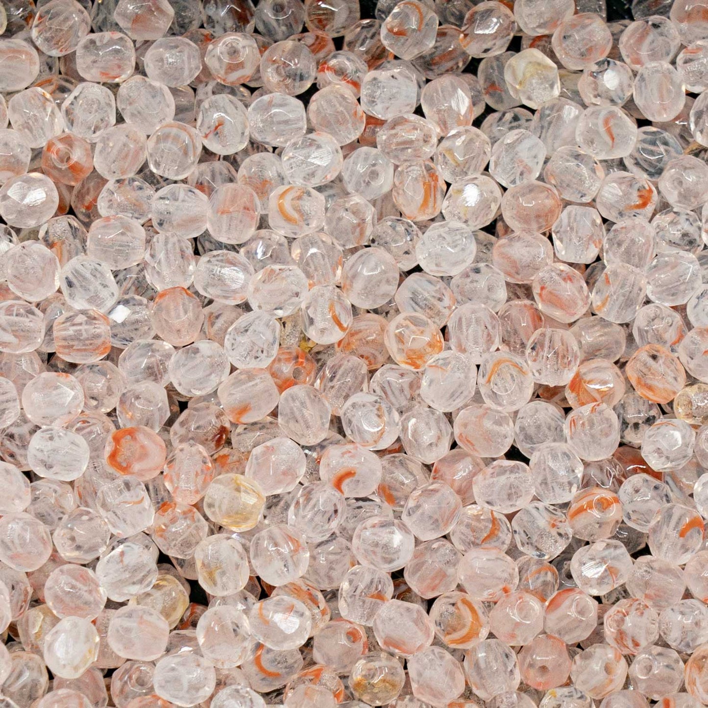 OUTLET 250g Faceted Round Fire Polished Beads, 4 x 4 mm, Red Stripes Opal (00030-81800), Glass, Czech Republic