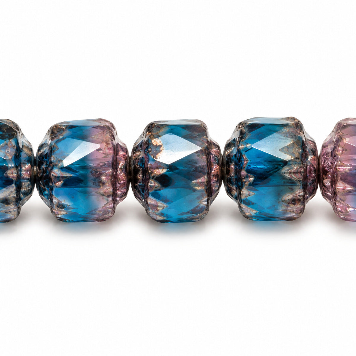 Cathedral Faceted Fire Polished Beads, X2093 Luster Violet Full Coated (x2093-14496), Glass, Czech Republic