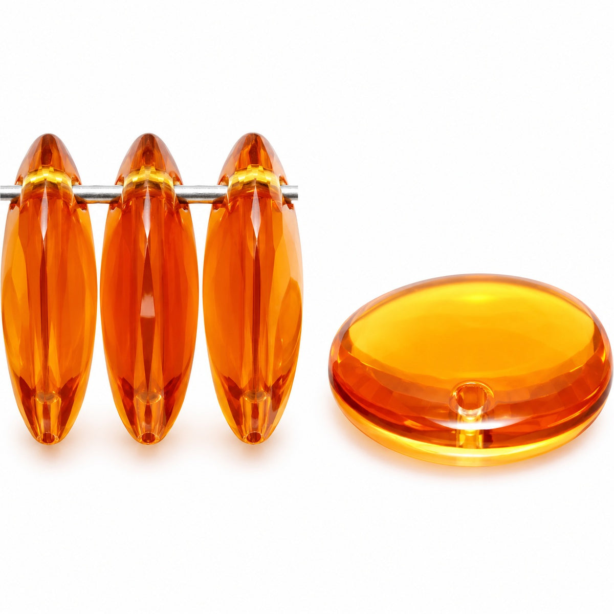 Lentil Round Beads, Topaz (10070), Glass, Czech Republic