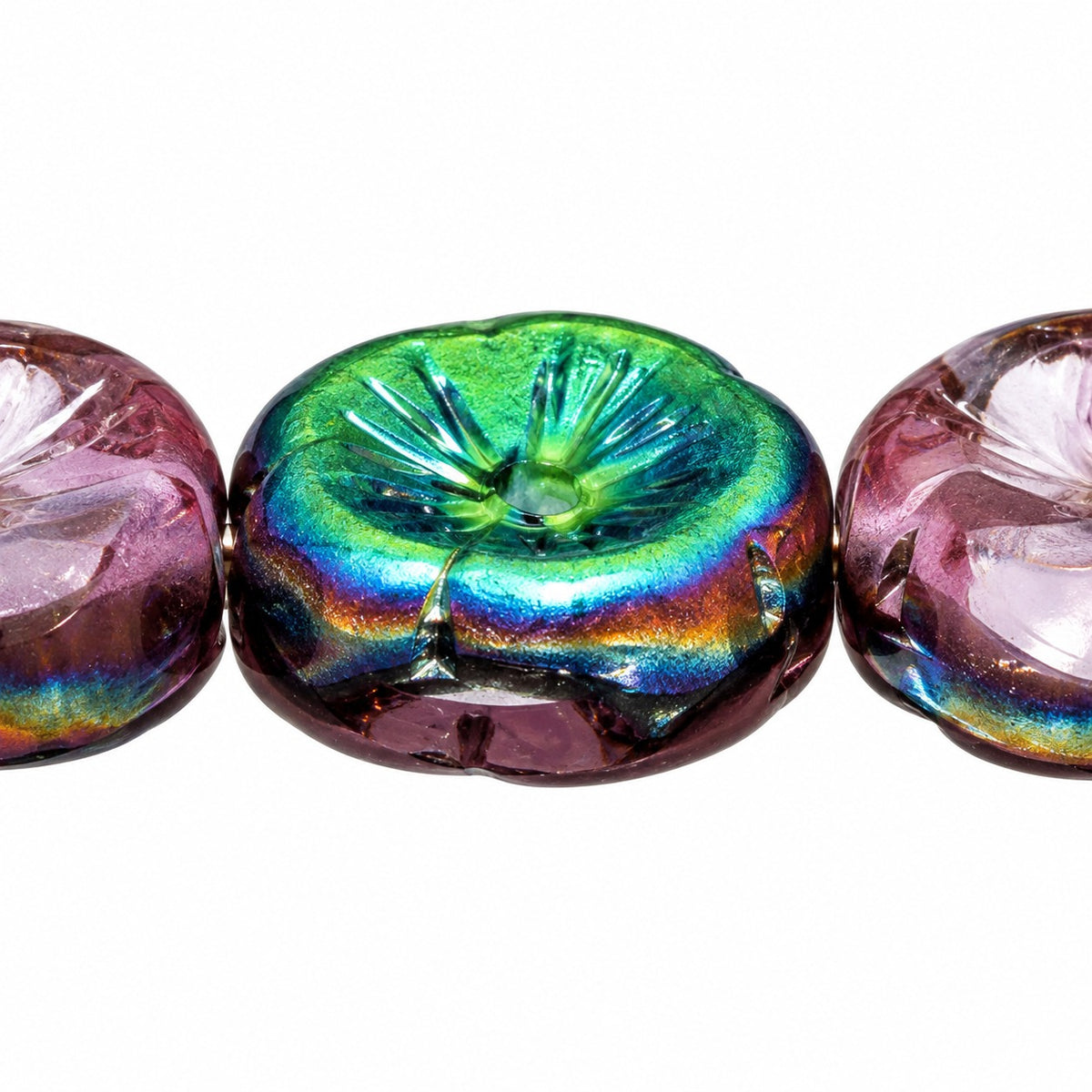 Hawaii Pressed Beads, Mix Crystal White Pink Crystal Vitrail Medium Coating (75014-28101), Glass, Czech Republic