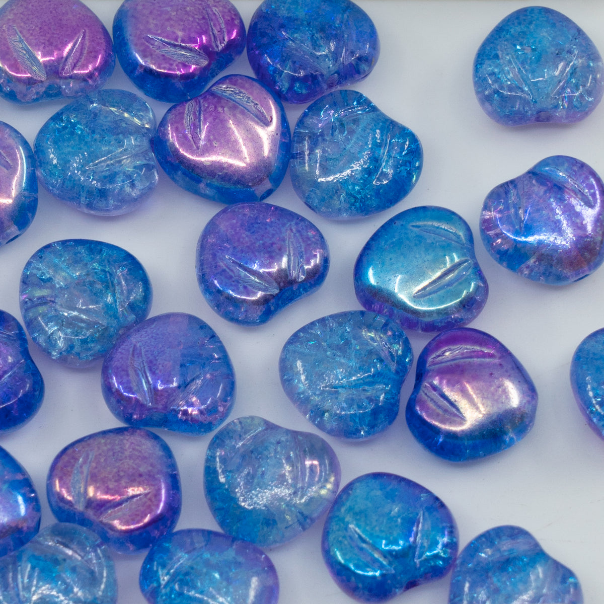 OUTLET 250g/50g Apple Shaped Beads, 11 x 12 mm, Crystal Ab Blue (00030-28701-blue), Glass, Czech Republic