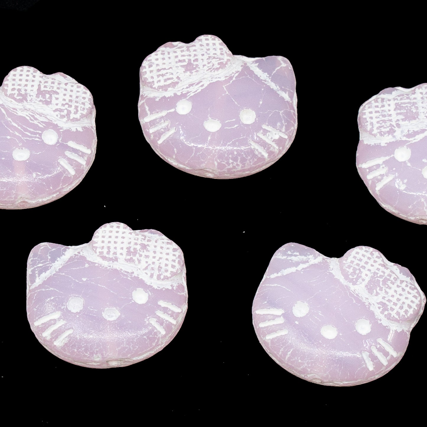 OUTLET 10 grams Hello Kitty Beads, 19 x 18 mm, Opal Pink White Lined (72200-54312), Glass, Czech Republic