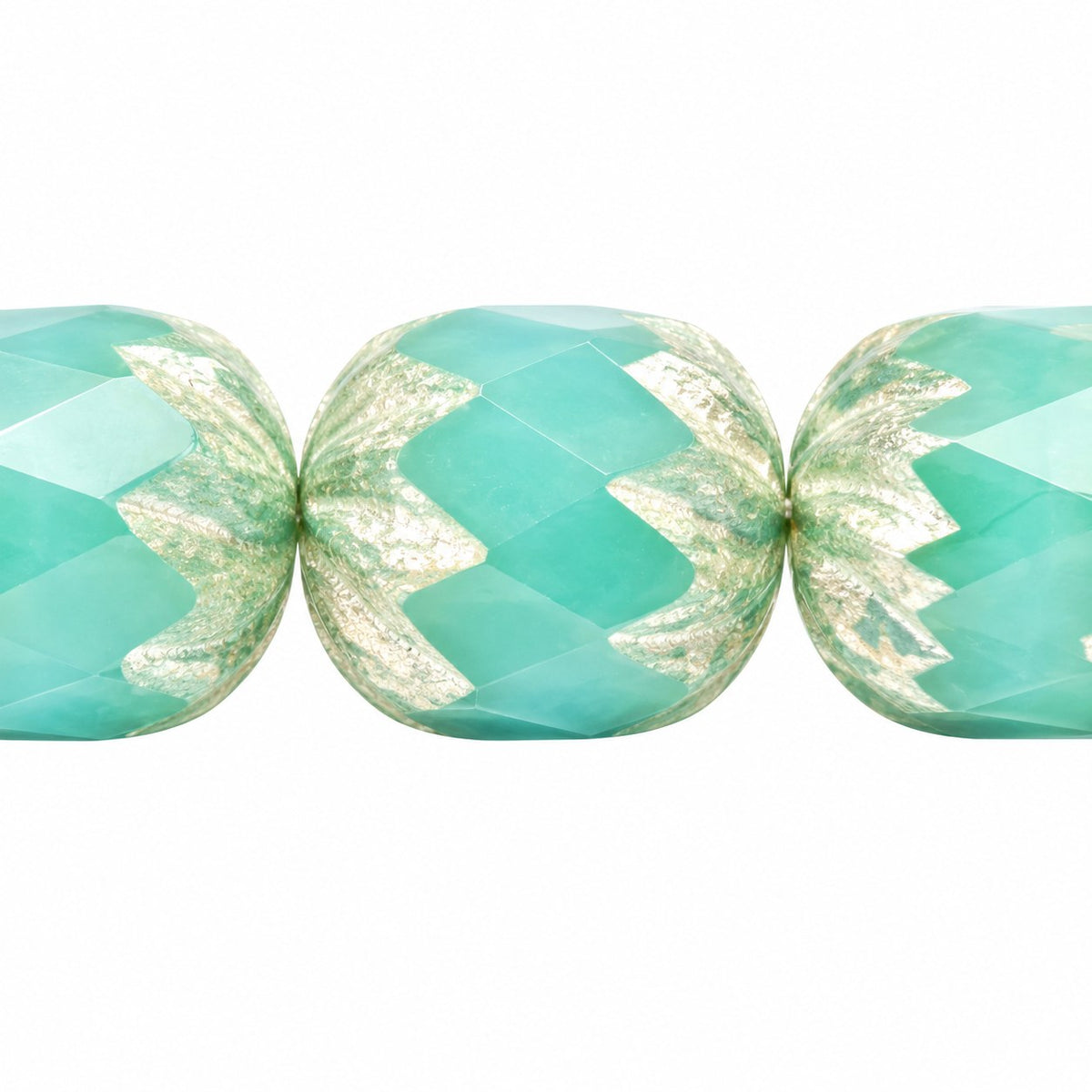 Faceted Fire Polished Beads Special Cut, Turquise Antique Silver Patina (63120-81002), Glass, Czech Republic