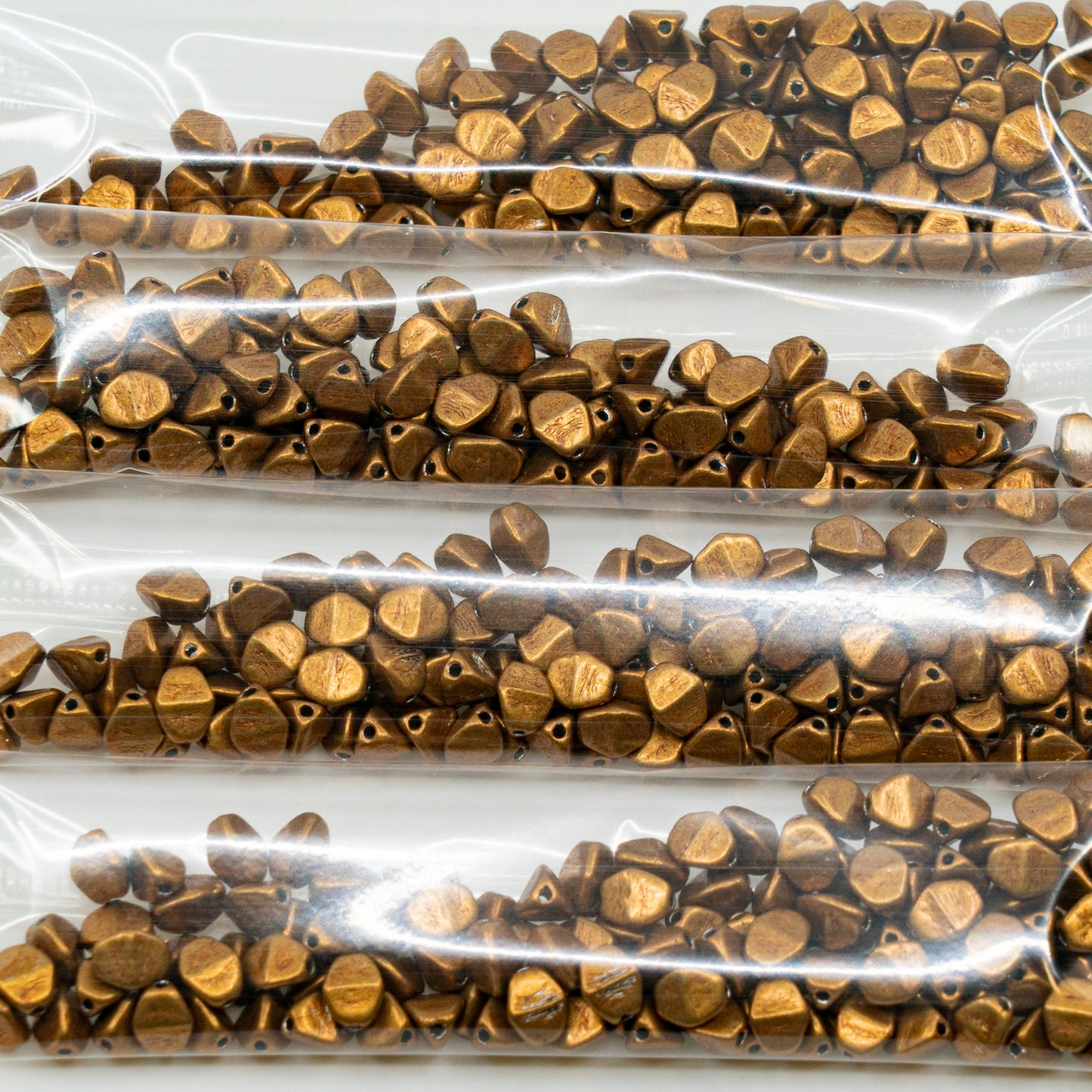 OUTLET 10 克捏珠,5 x 5 毫米,深金色(暗金色),玻璃,捷克共和国