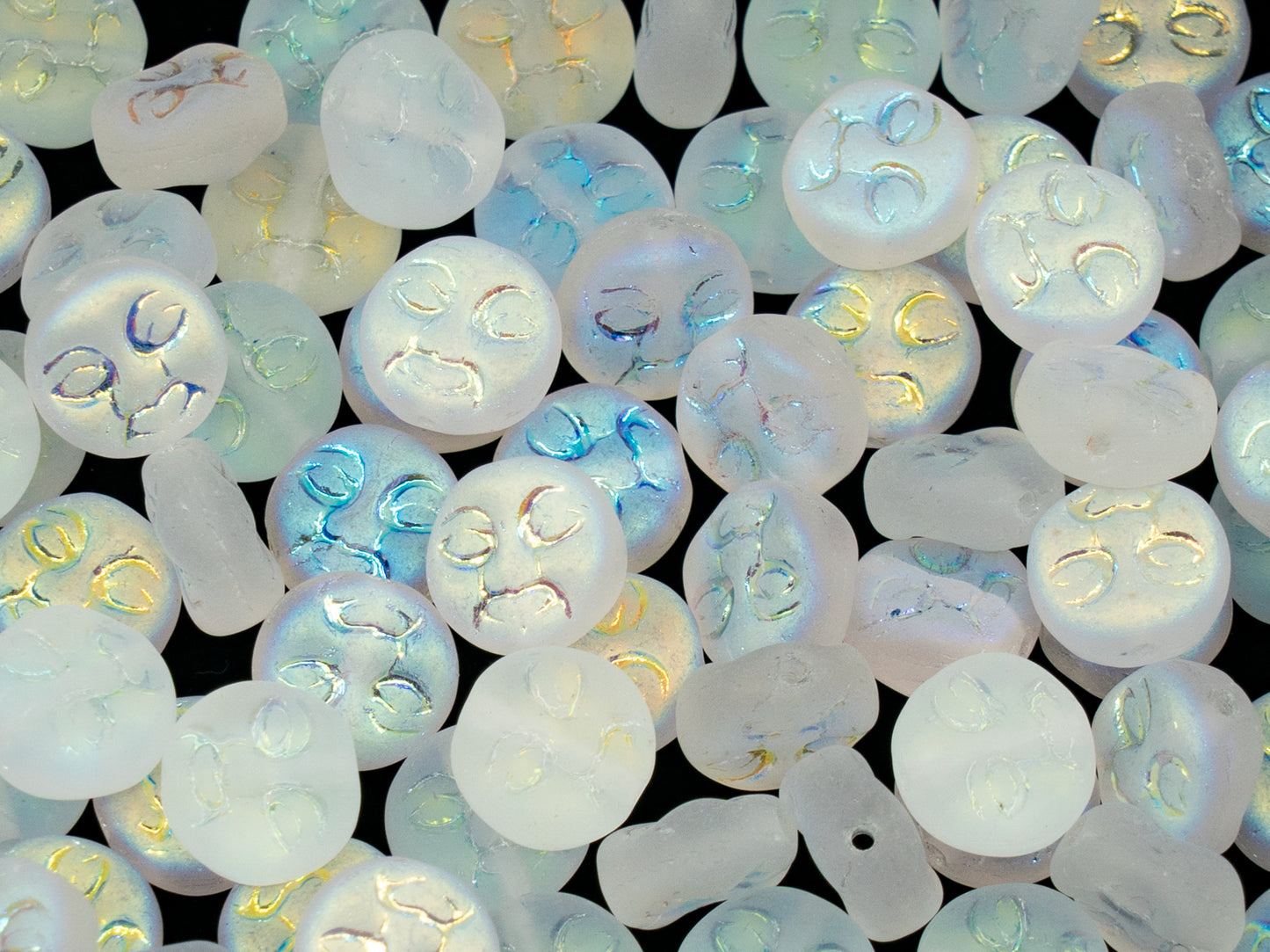 OUTLET 10 克压制珠子月亮脸,8 x 8 毫米,水晶哑光 Ab (00030-84100-28701),玻璃,捷克共和国