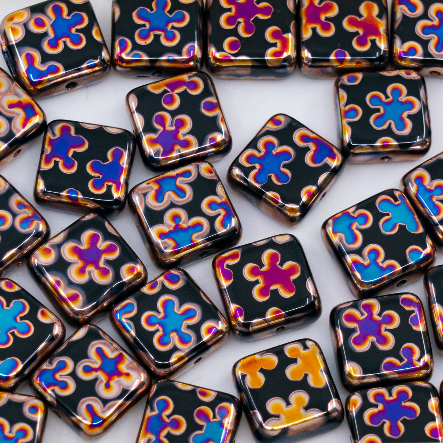 OUTLET 250g/50g Square Beads, 10 x 10 mm, Batika Mixed Colors 234 (BATIKA-MIX-234), Glass, Czech Republic