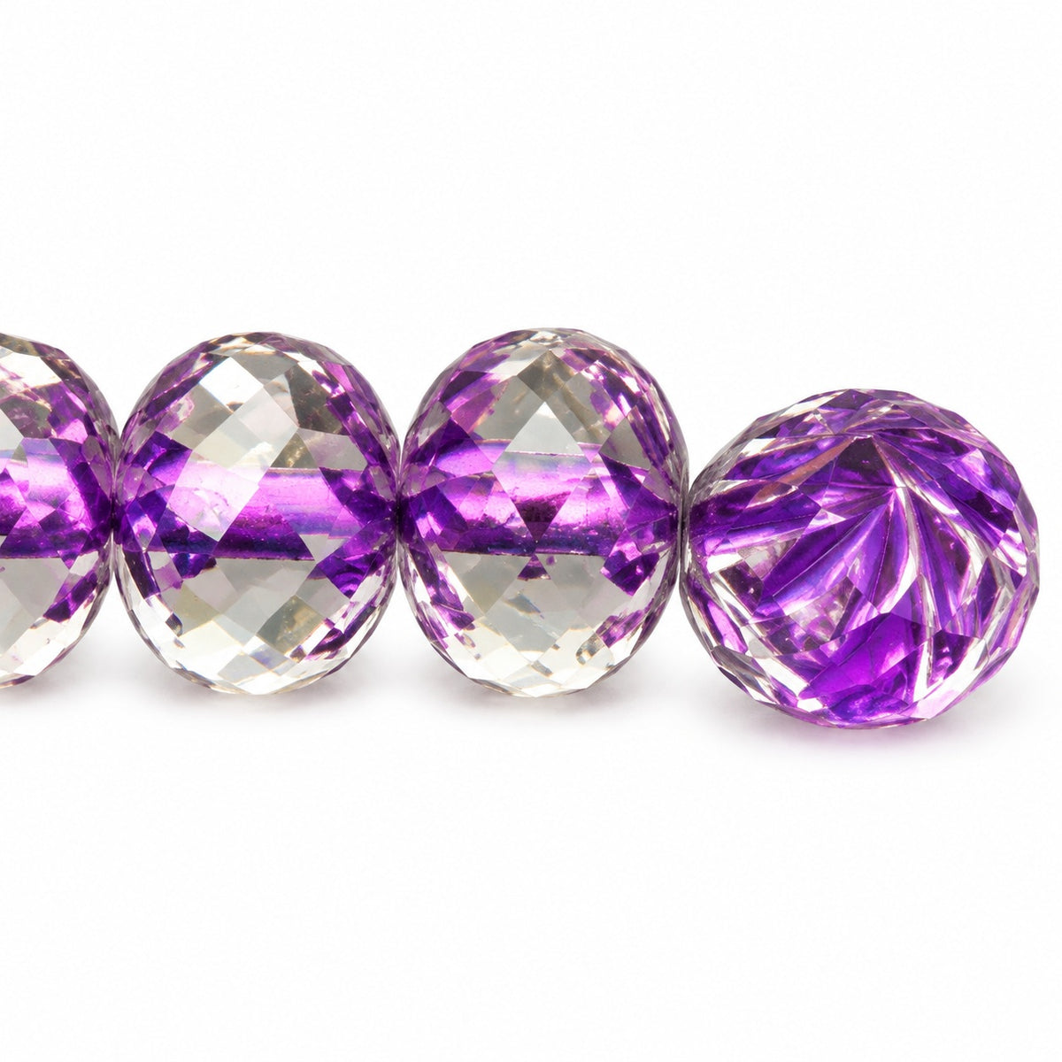 Spiral Rondelle Faceted Fire Polish Beads, Crystal Purple Lined (00030-46420), Glass, Czech Republic