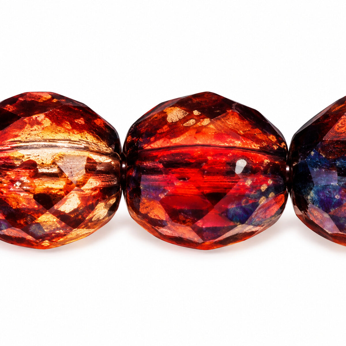 Cut & Faceted Fire Polished Beads, T0250 Picasso (t0250-43400), Glass, Czech Republic