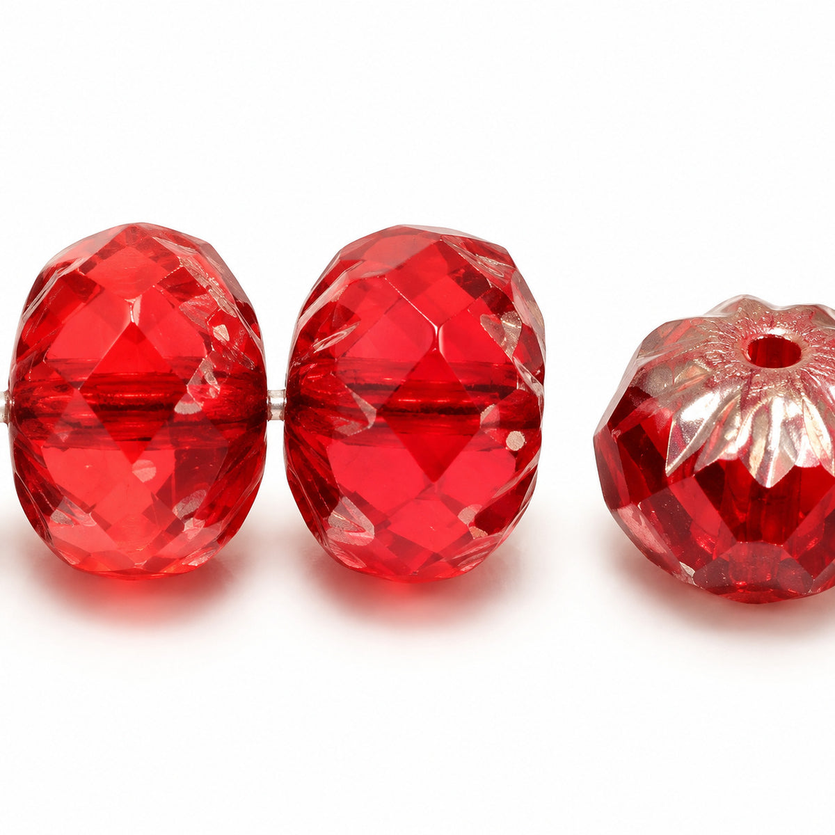 Special Cut Faceted Fire Polished Beads, Light Siam Platin (90070-13702), Glass, Czech Republic