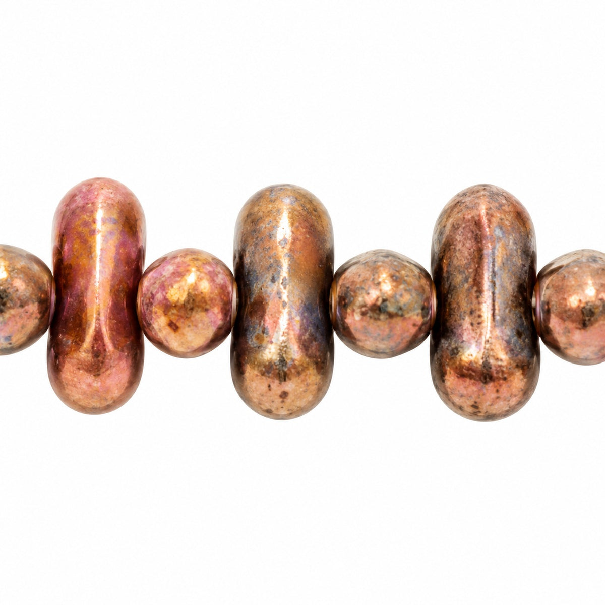 Knebl Beads, Chalk White Stain With Luster Violet (03000-65426), Glass, Czech Republic