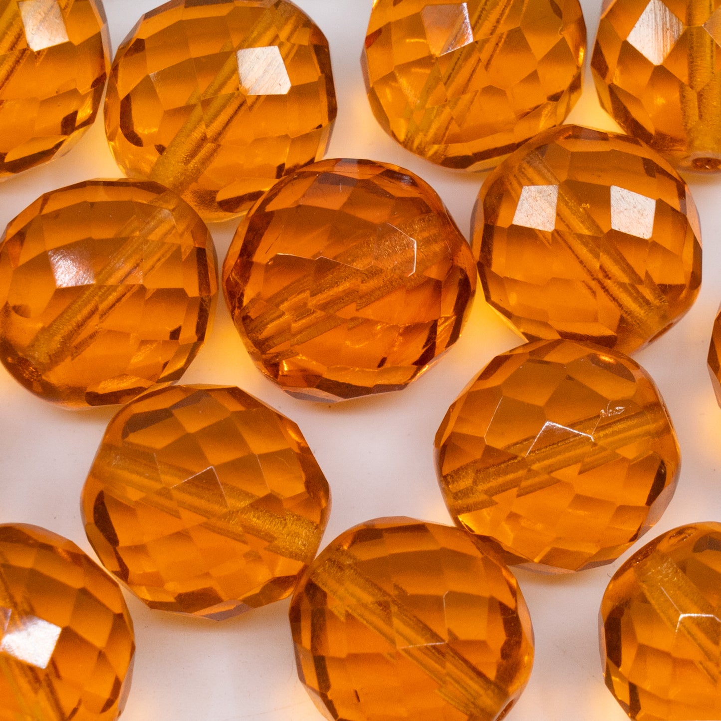 OUTLET 250g/50g Faceted Round Fire Polished Beads, 16 x 16 mm, Transparent Pink Uranium (70990), Glass, Czech Republic