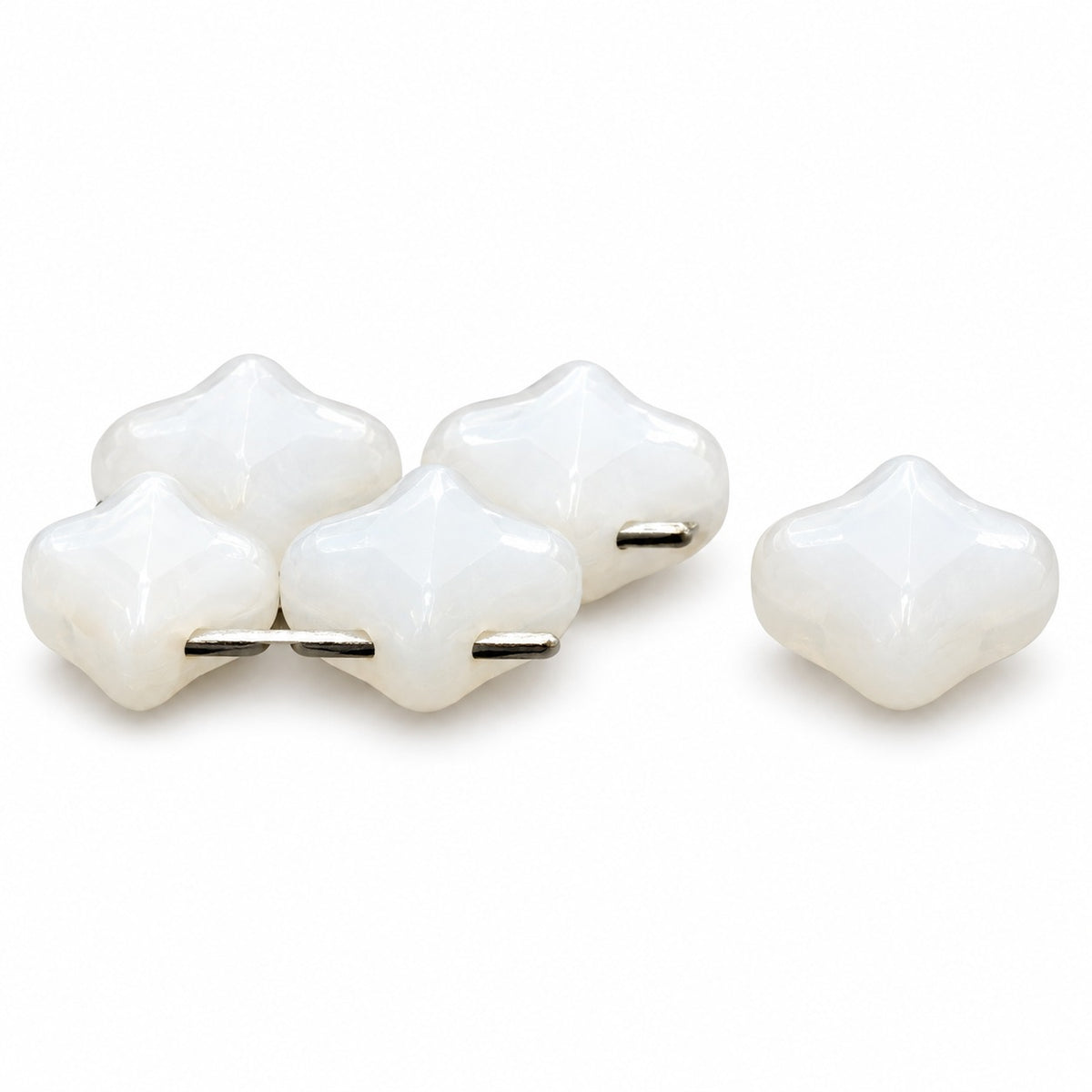 Cross Diagonal Square Beads, White (2010), Glass, Czech Republic
