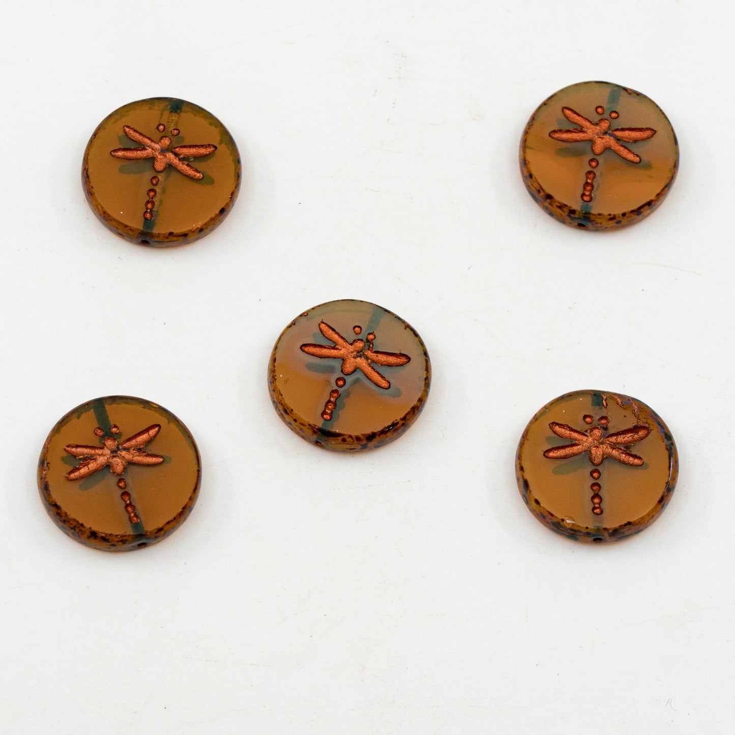 アウトレット 10グラム テーブルカット トンボビーズ、17 x 17 mm、オパールブラウン銅線入り(OPAL-BROWN-54200)、ガラス、チェコ共和国