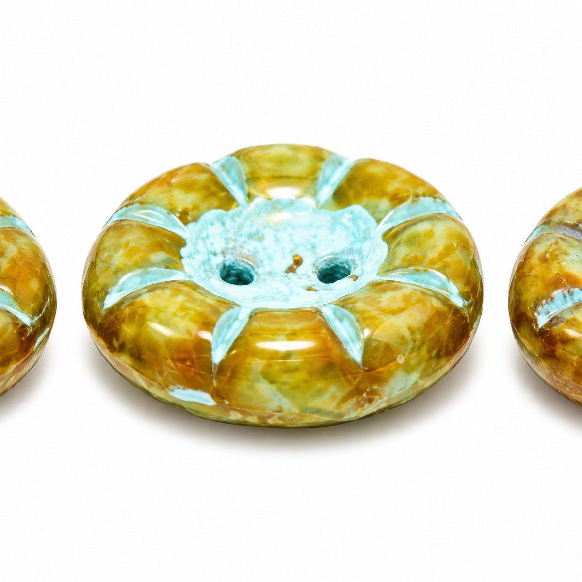 Button Pressed 2-Hole Beads, Blue 96816 (63010-96816), Glass, Czech Republic