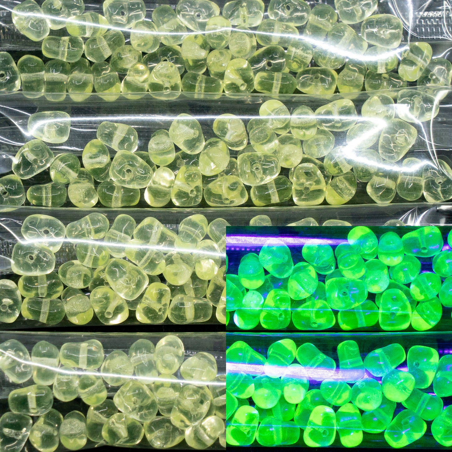 OUTLET 10 grams Pressed Beads, 5 x 7 mm, Transparent Yellow (80130), Glass, Czech Republic