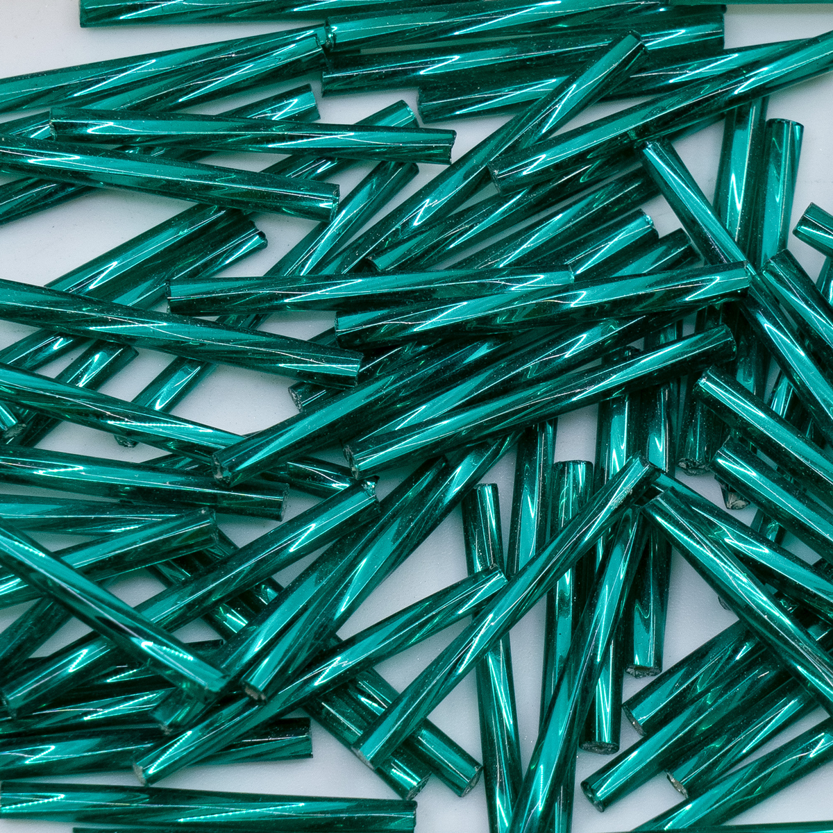 OUTLET 250g/50g Bugles Beads, 25 x 2 mm, Teal Silver Lined (57710), Glass, Czech Republic
