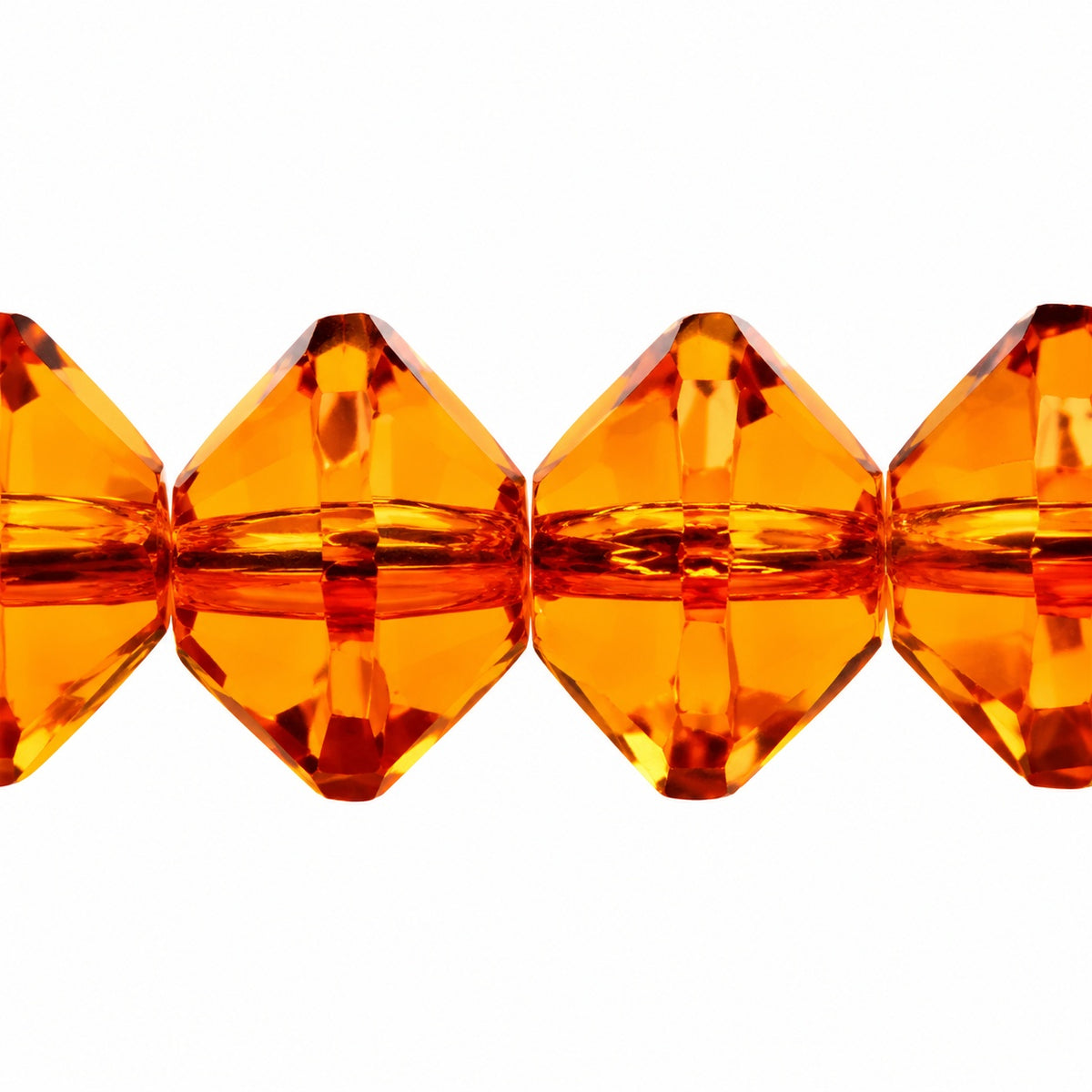 Special Cut Faceted Fire Polished Beads, Transparent Orange (10060), Glass, Czech Republic