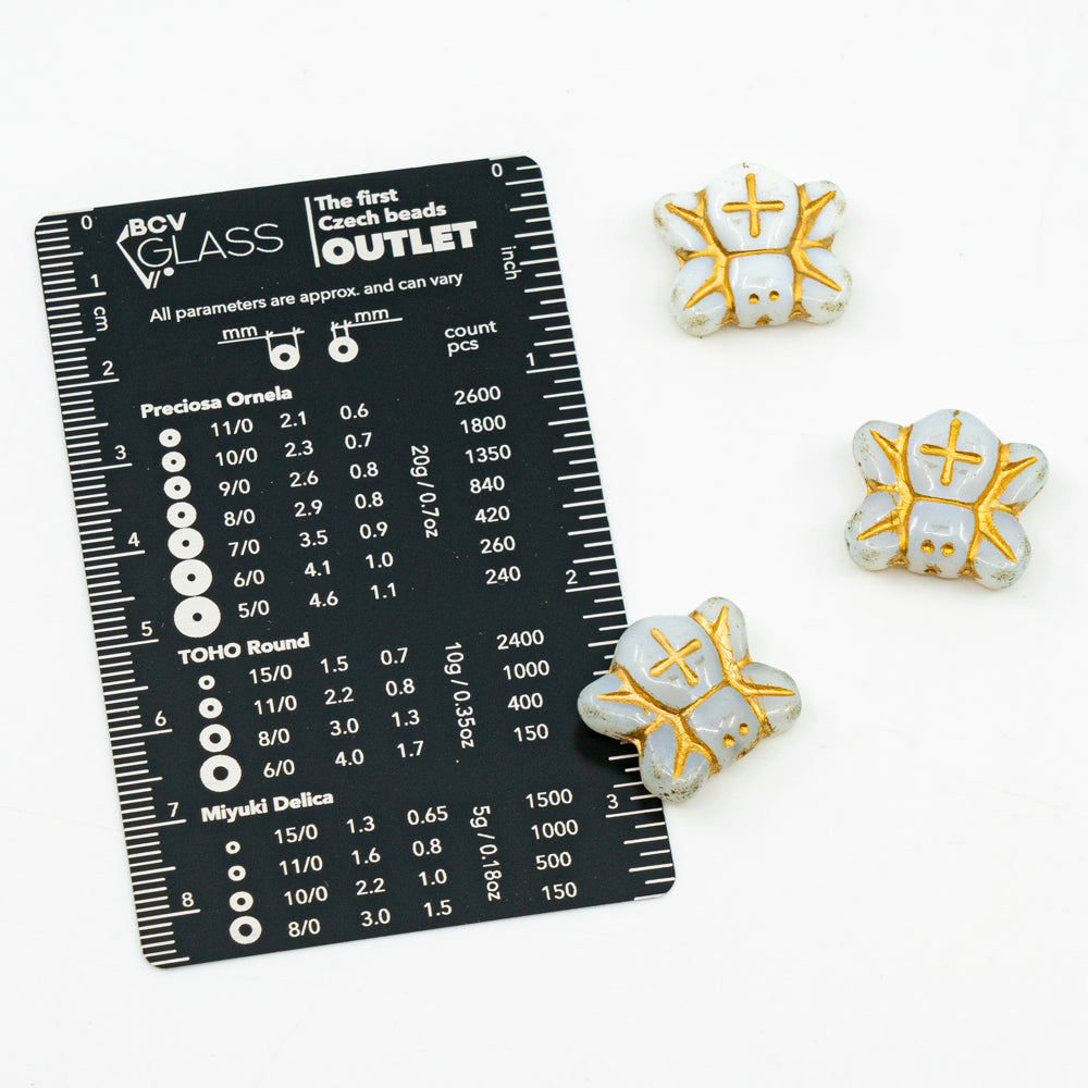 アウトレット 10グラム スパイダービーズ、20 x 20 mm、チョークホワイトゴールドライニング(03000-54202)、ガラス、チェコ共和国