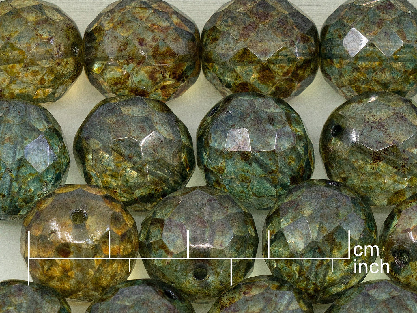 OUTLET 250g Faceted Round Fire Polished Beads, 16 x 16 mm, Crystal Stain With Luster Blue (151-19001-16x16-00030-65431), Glass, Czech Republic