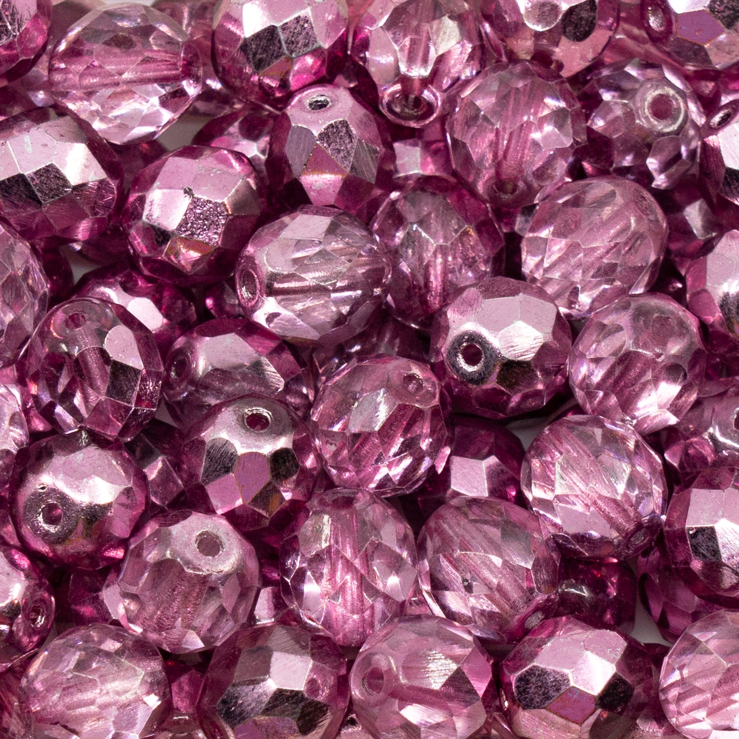 OUTLET 10 grams Faceted Round Fire Polished Beads, Crystal Kpink (00030-KPINK), Glass, Czech Republic