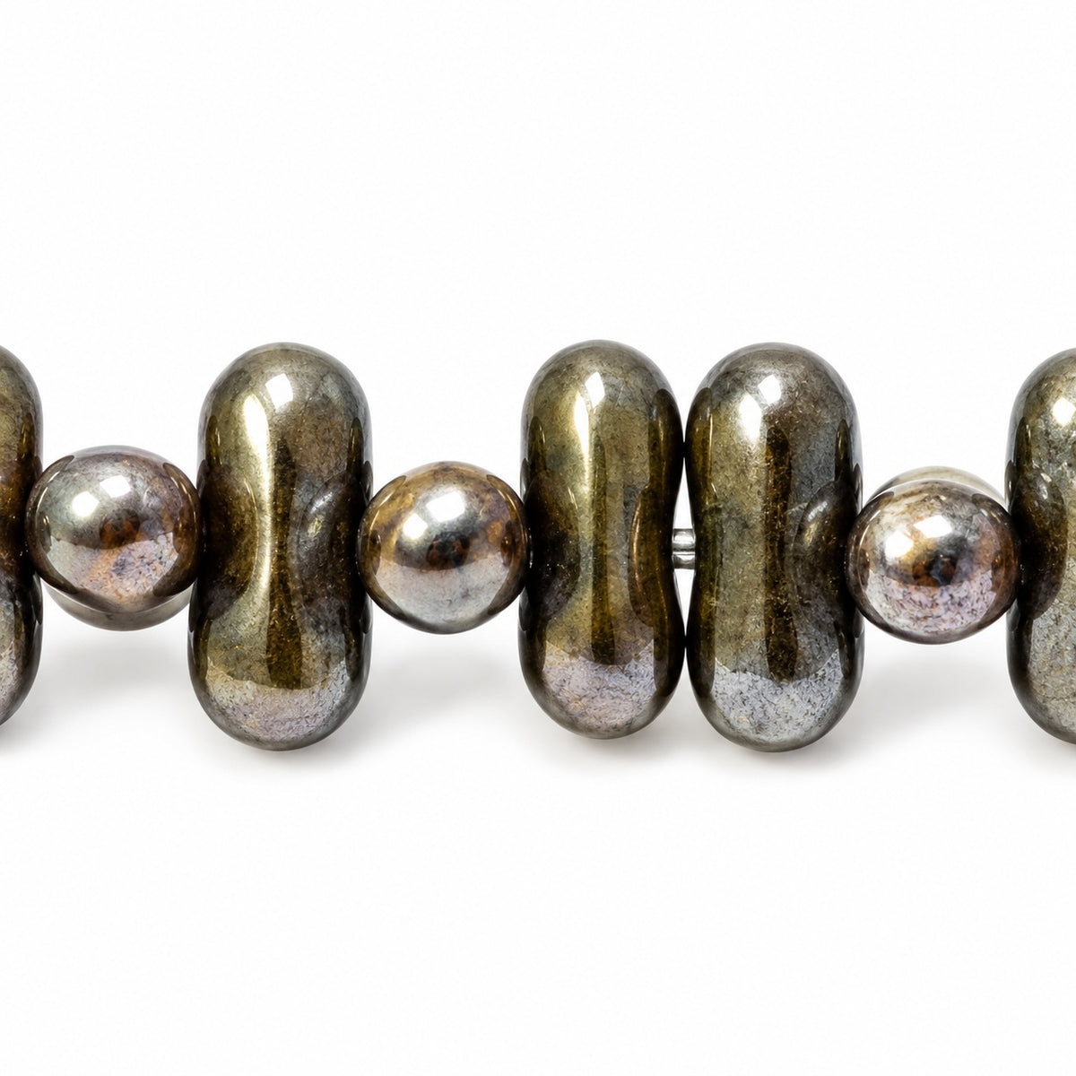 Knebl Beads, Bright Yellow Stain With Luster Blue (83130-65431), Glass, Czech Republic