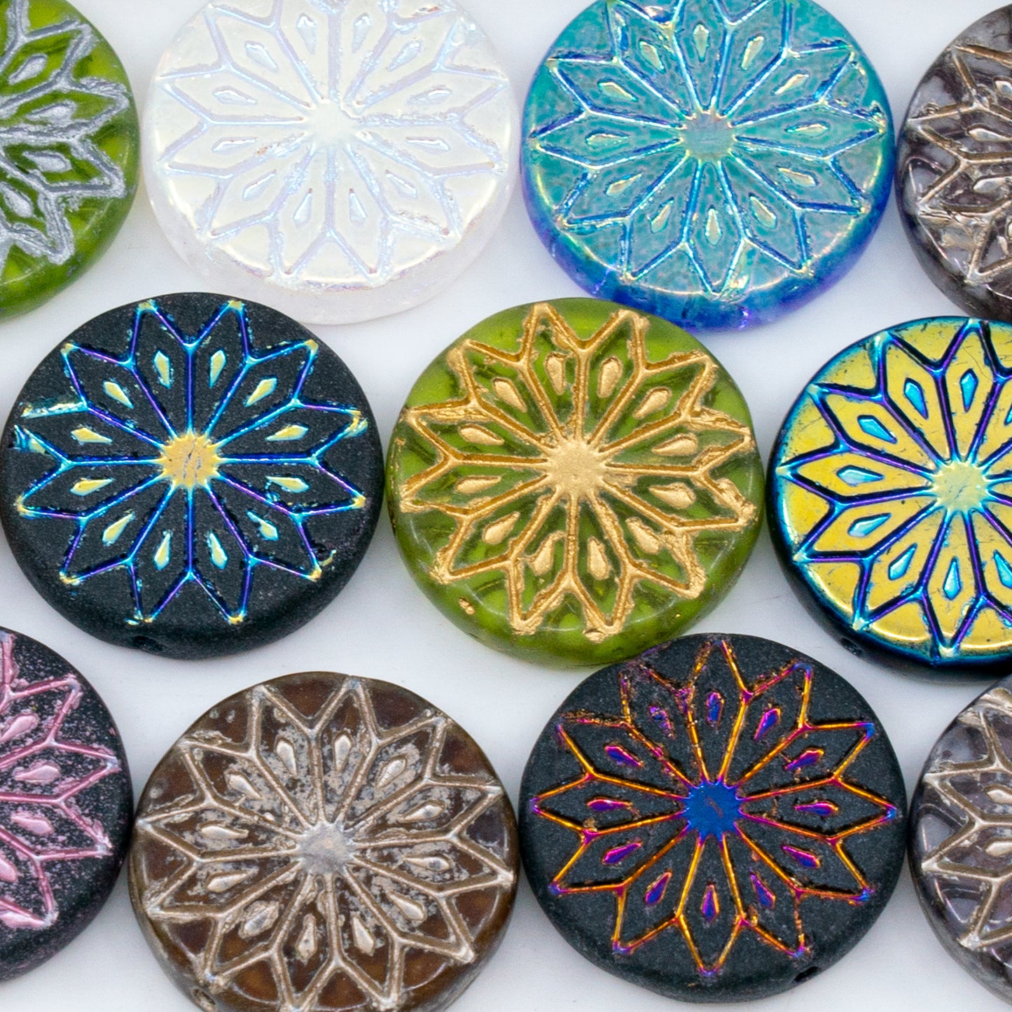 OUTLET 10 grams Origami Flower Beads, 18 x 18 mm, Mixed Colors 1 (mix-01), Glass, Czech Republic