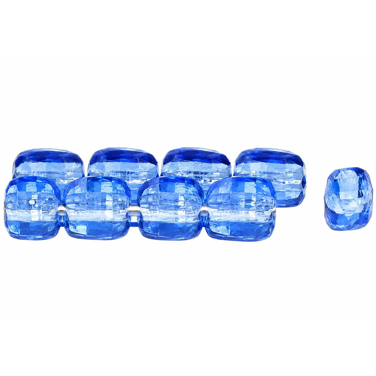 2-Hole Pressed Beads, Transparent Blue (30030), Glass, Czech Republic