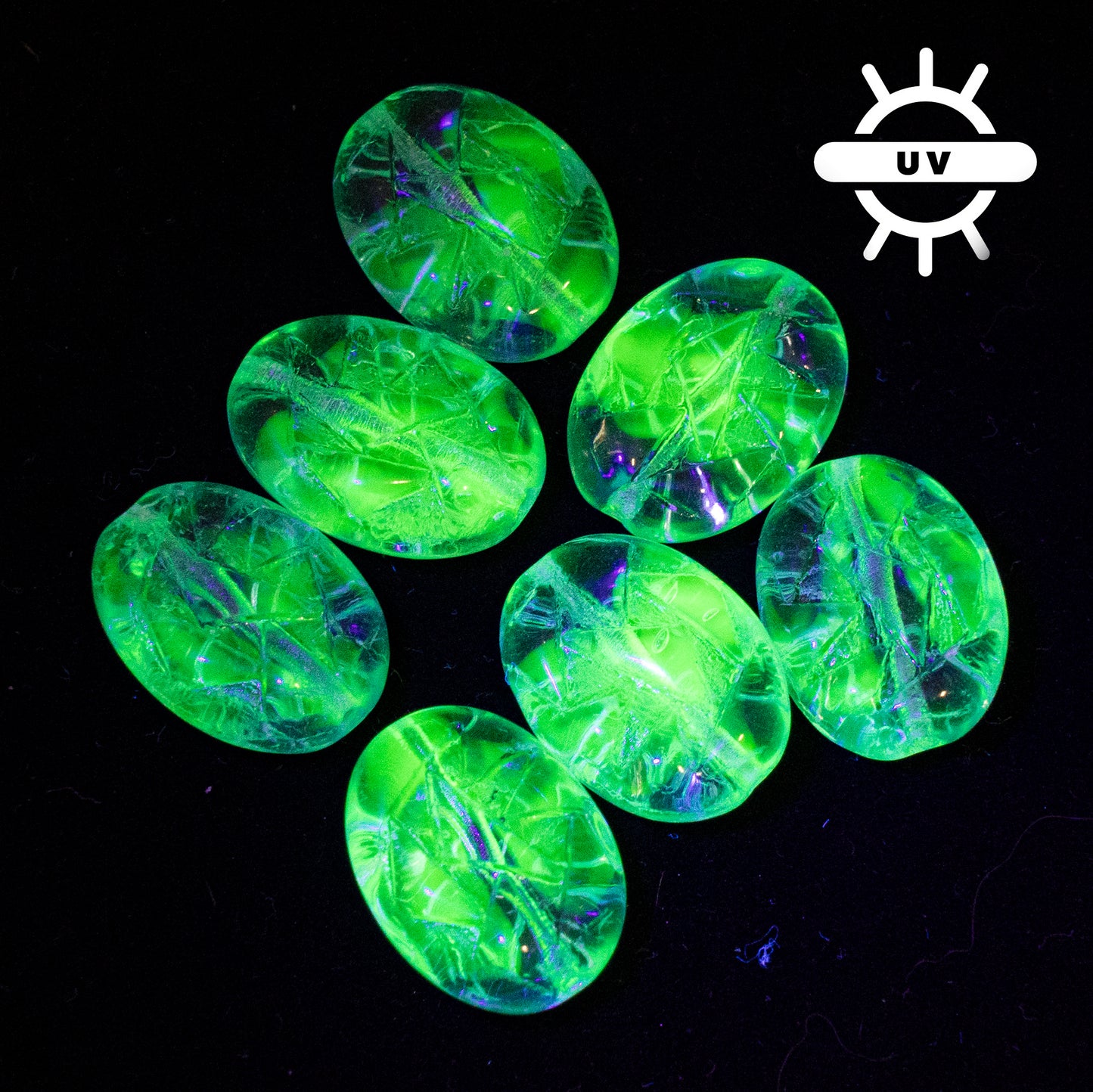 OUTLET 10 grams Oval With Triangles Beads, 17 x 13 mm, Mix Yellow Blue (87301), Glass, Czech Republic