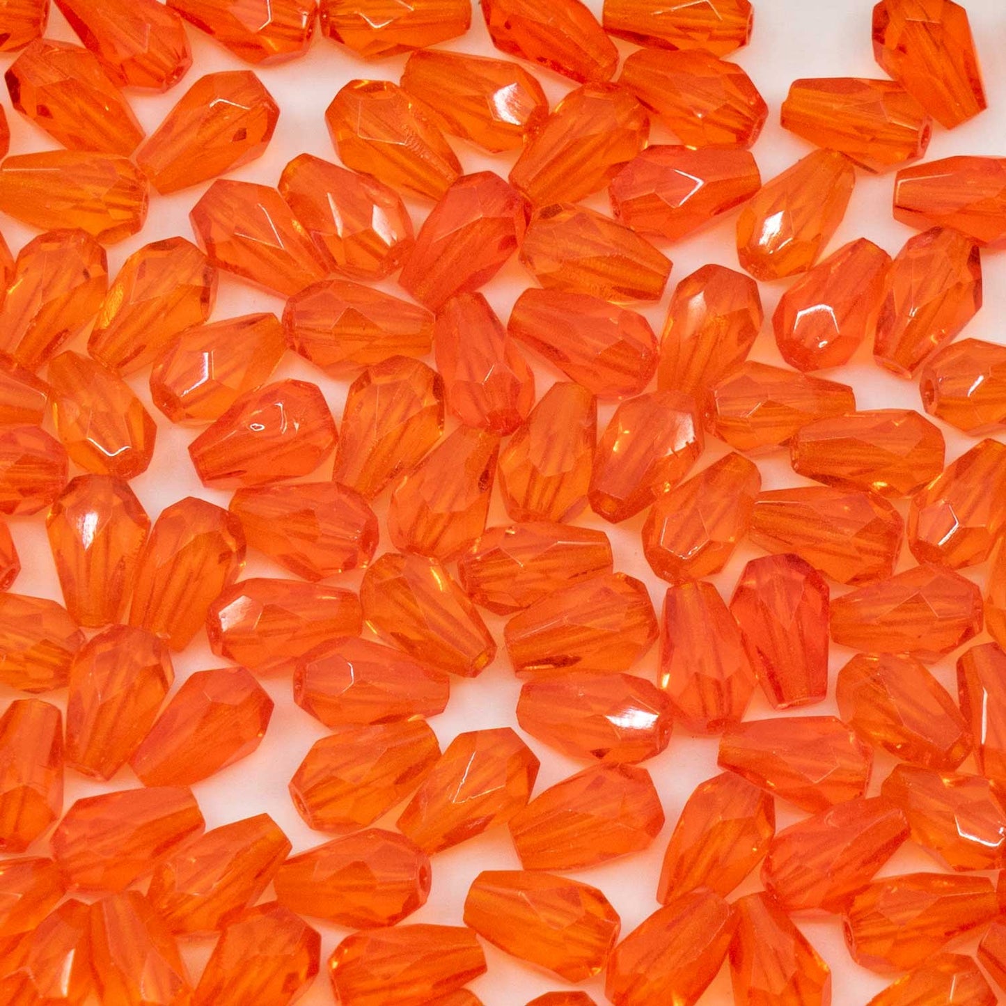 OUTLET Pear Teardrop Beads Faceted Fire Polished, 7 x 5 mm, Transparent Red (90060), Glass, Czech Republic