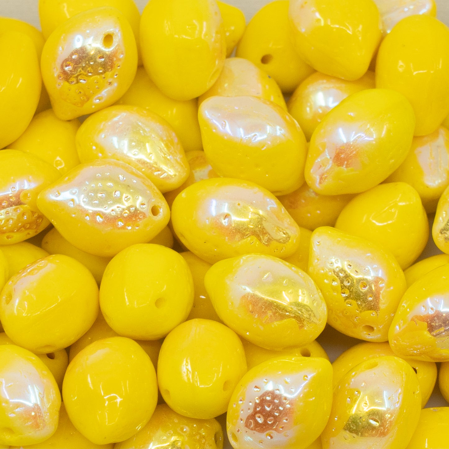 OUTLET 250g Lemon Beads, 14 x 10 mm, Yellow Ab (83120-28701), Glass, Czech Republic