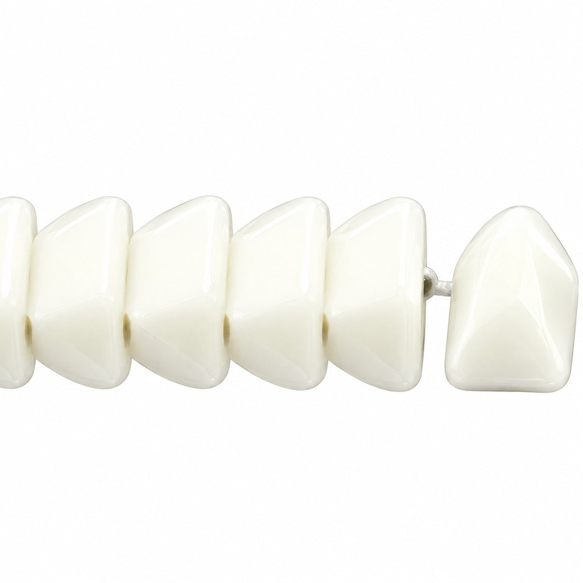 Roof 2-Hole Beads, Chalk White (3000), Glass, Czech Republic