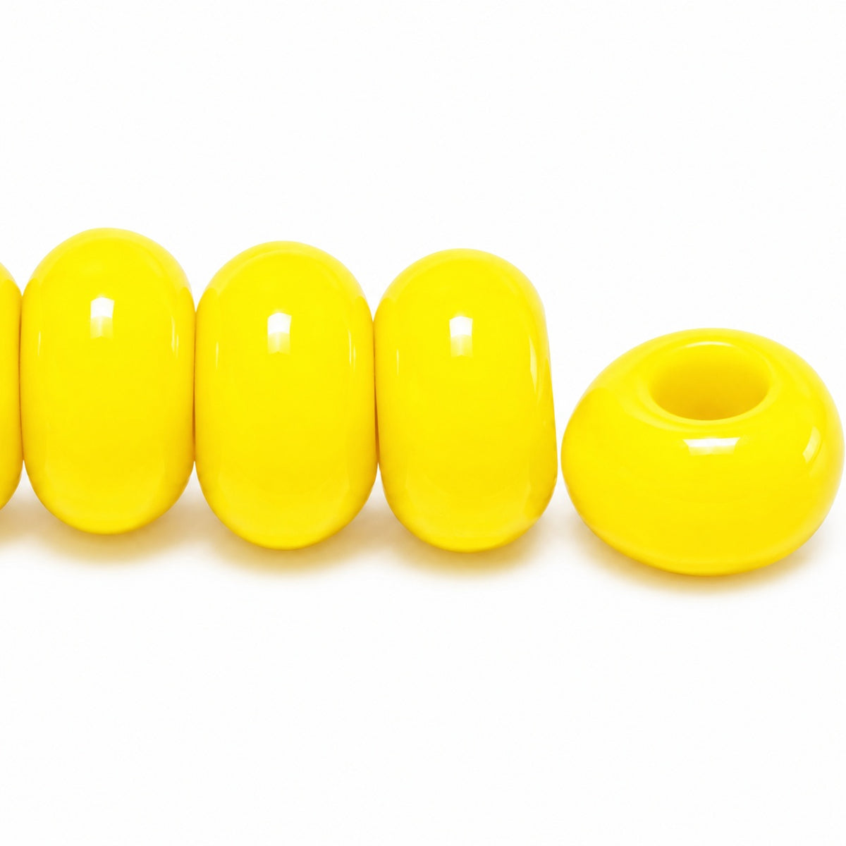 Large Hole Rondelle Pressed Beads, Yellow (83120), Glass, Czech Republic