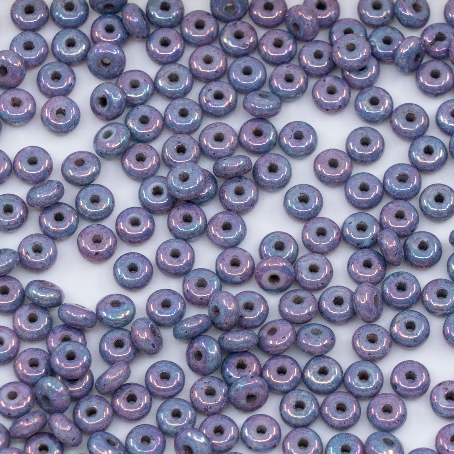 OUTLET 250g/50g Space Disk Beads, 4 x 4 mm, White Purple (02010-15726), Glass, Czech Republic