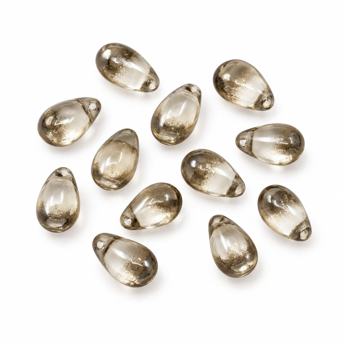 Drop Beads, Gray (40010), Glass, Czech Republic