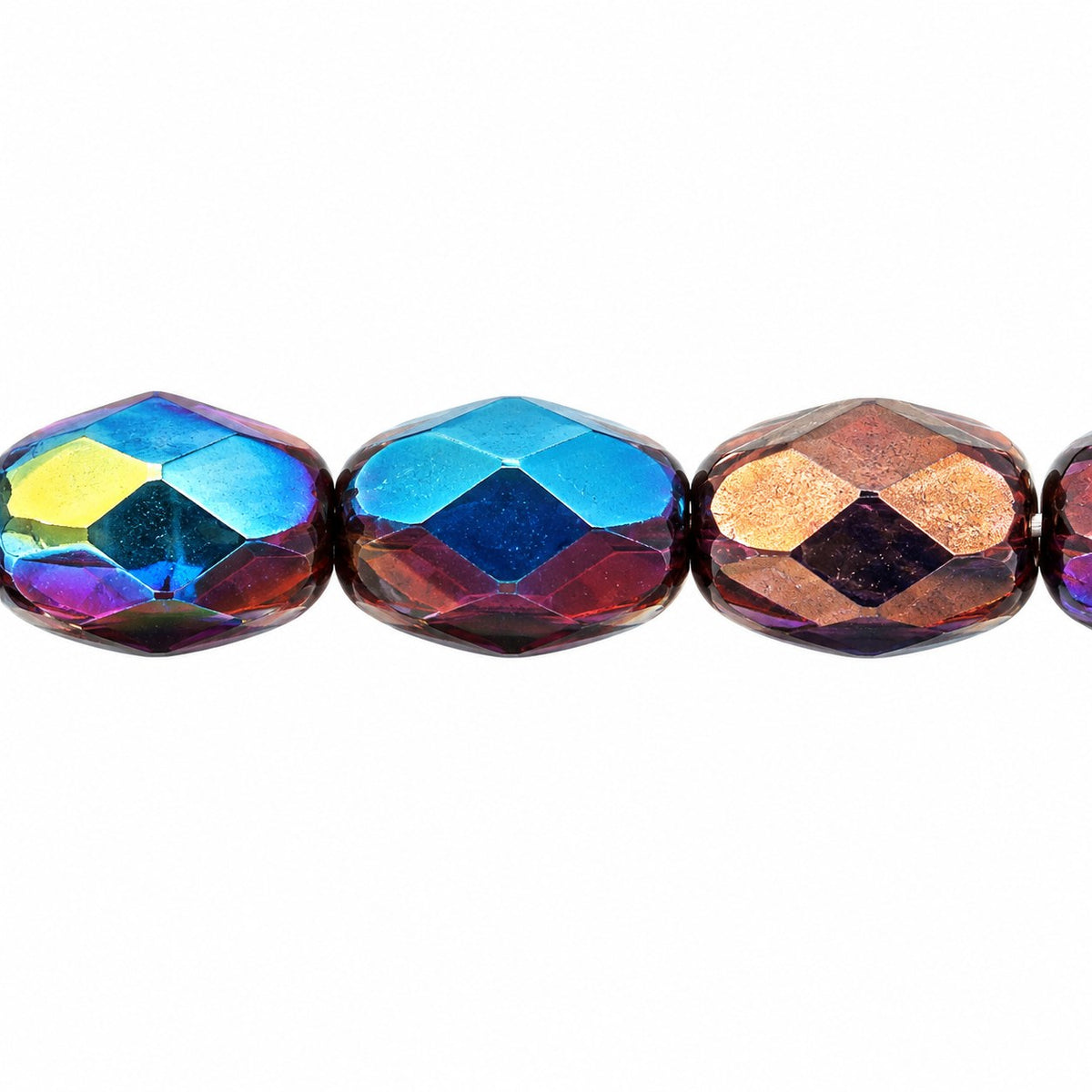 Oval Faceted Beads, Opaque Amethyst Bronze Ab (23030-14415-28701), Glass, Czech Republic