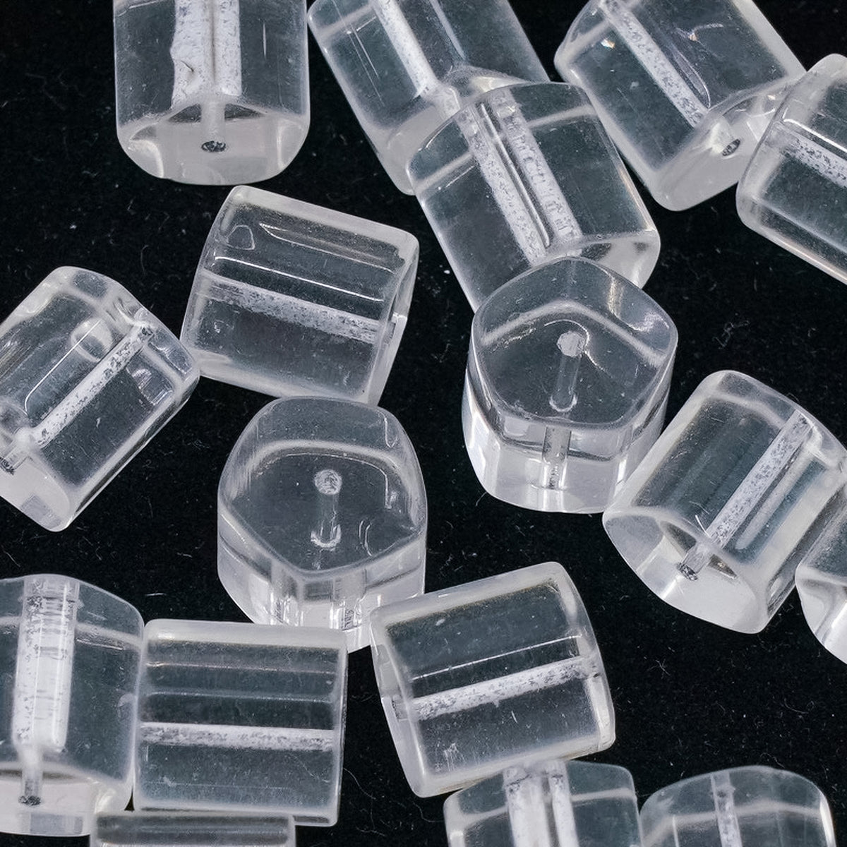 OUTLET 250g/50g Pressed Ice Beads, 10 x 10 mm, Crystal (30), Glass, Czech Republic