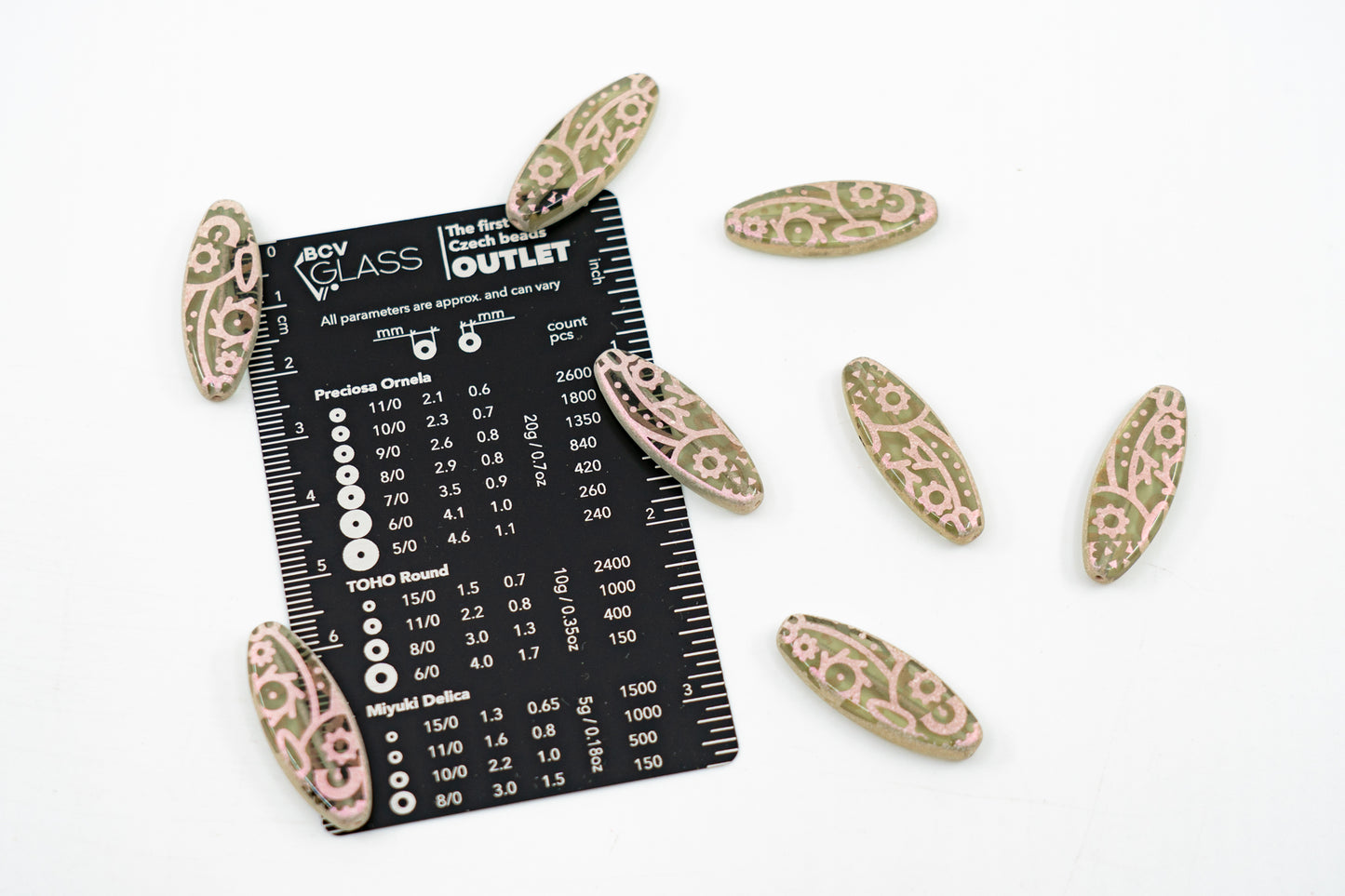 OUTLET 10 克压制珠,30 x 11 毫米,灰色 79306 FRESCA 蒸汽朋克猫头鹰涂鸦,玻璃,捷克共和国